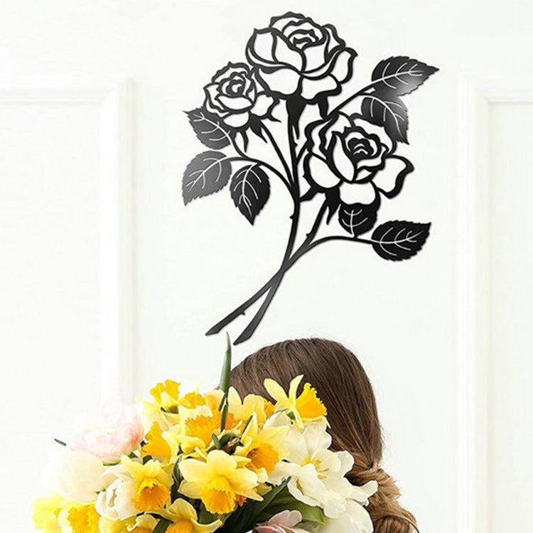 Colgante de pared de hierro con decoraciones de pared artísticas de rosas de metal