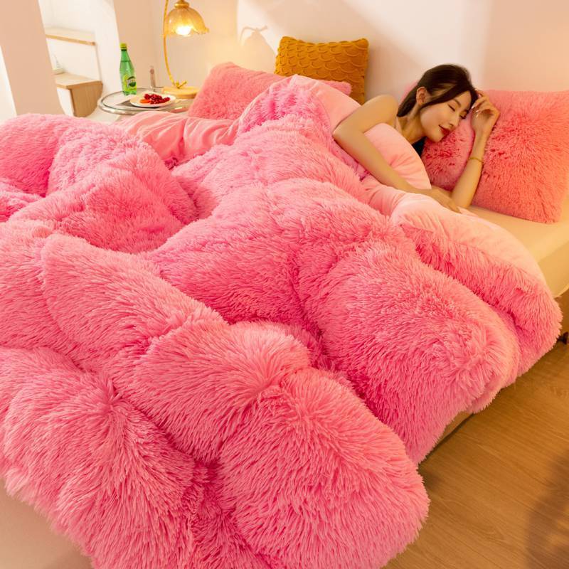 Couette d'hiver chaude et épaisse en velours de cristal de vison polaire longue et super douce