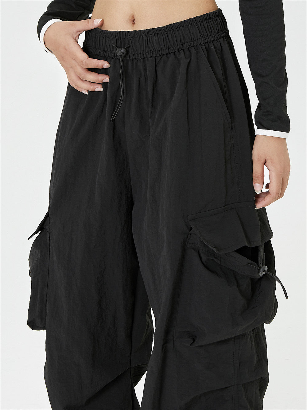 Men's Loose Design Pleated Drawstring Ankle-tied Trousers