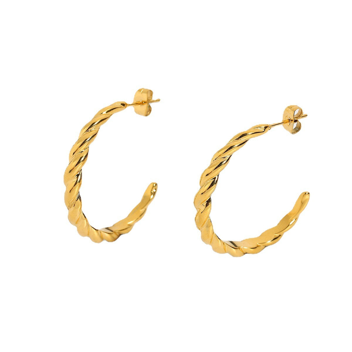 Boucles d'oreilles en forme de corne torsadée pour femme Net Red Wind, plaqué or 18 carats