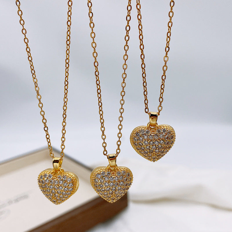 Xiaohongshu New Loving Heart Zircon Necklace For Women