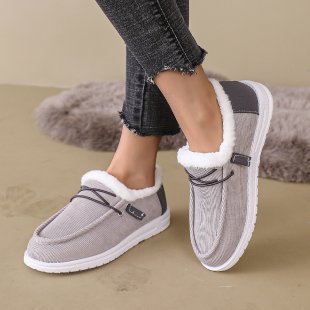 Bottes de neige chaudes en fourrure à semelles épaisses et doublées de polaire pour femmes