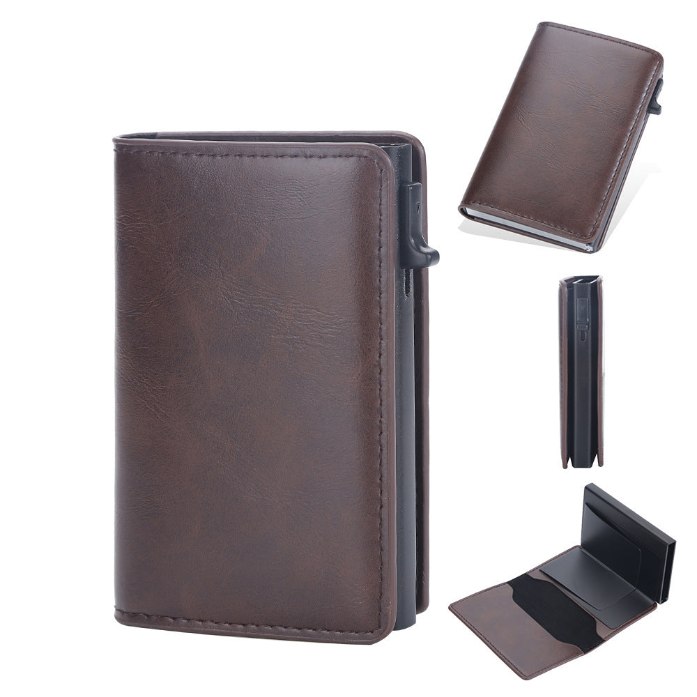 Pince à cartes anti-démagnétisation en cuir Crazy Horse pour hommes