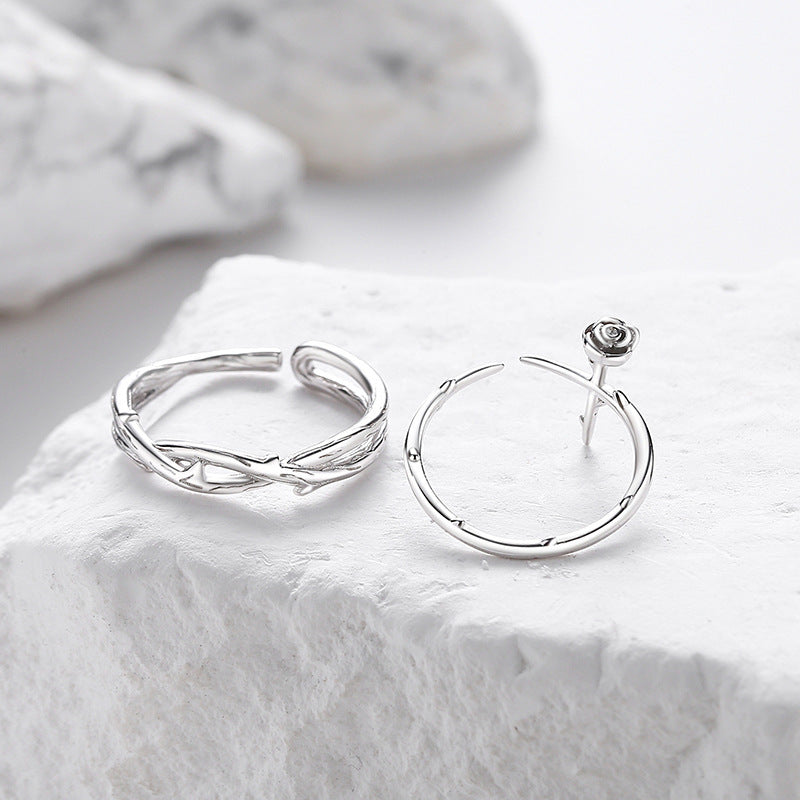 Thorn Rose Couple Creative Simple Design Ins Couple Anneaux