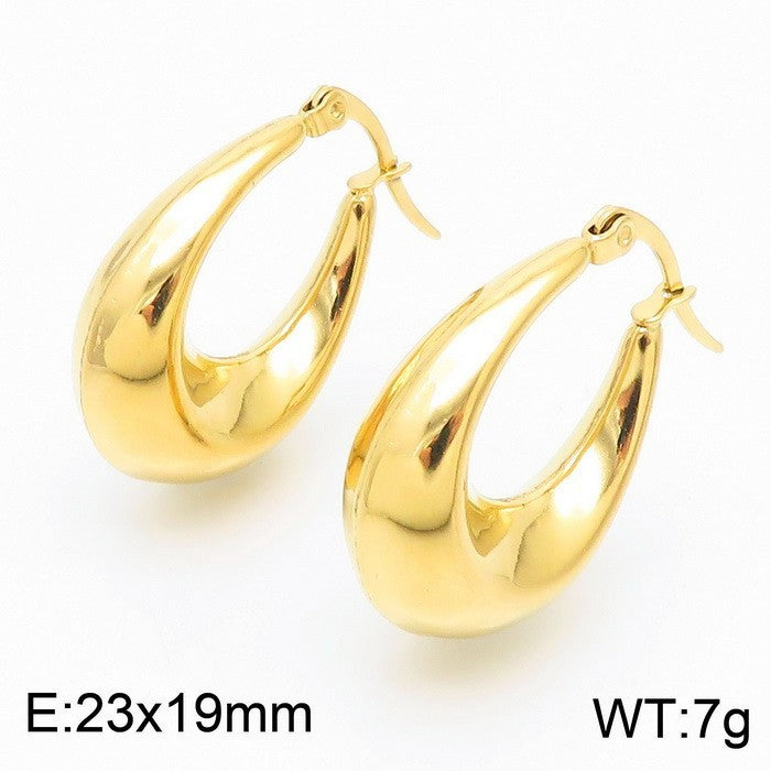 Clip d'oreille brillant en forme de U en acier titane plaqué boucles d'oreilles creuses 18 carats