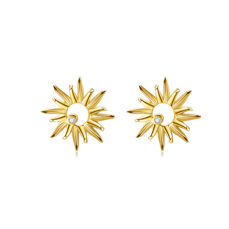 Clous d'oreilles Stereo Sun Flower en acier titane