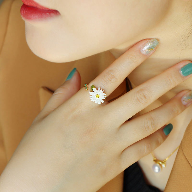 Enamel Glaze Ring Female European And American Adjustable Mouth