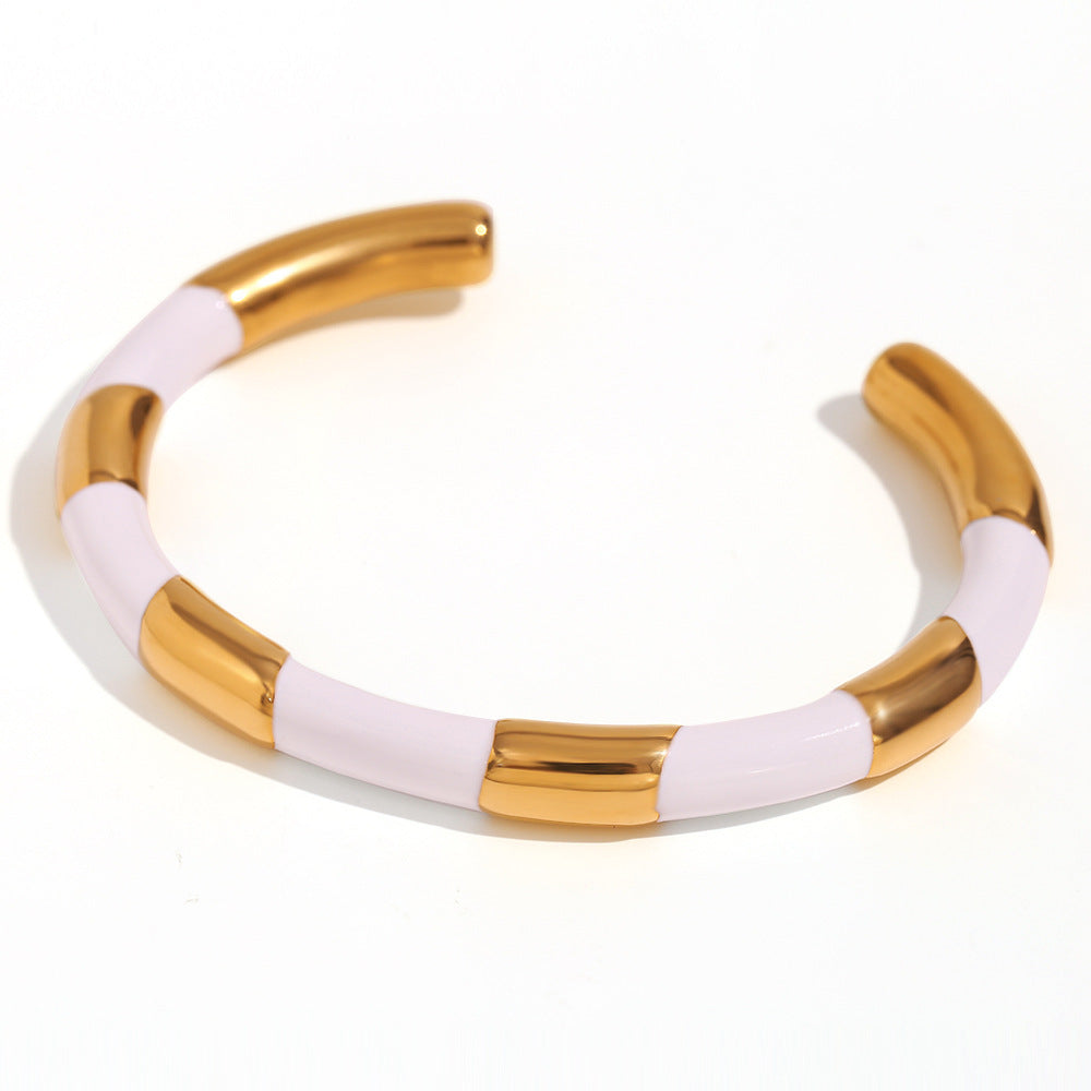 Women's Stainless Steel Open Solid Segmented Drip Bracelet