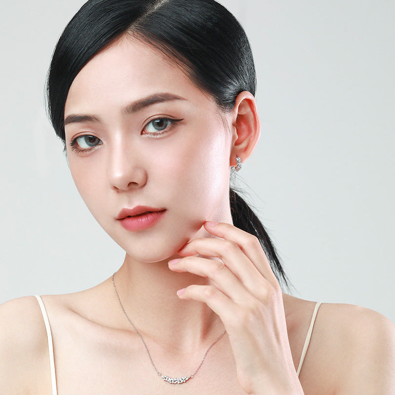 S925 Sterling Silver Niche Necklace Women's Light Luxury High-grade Micro-inlaid Necklace All-match Pendant