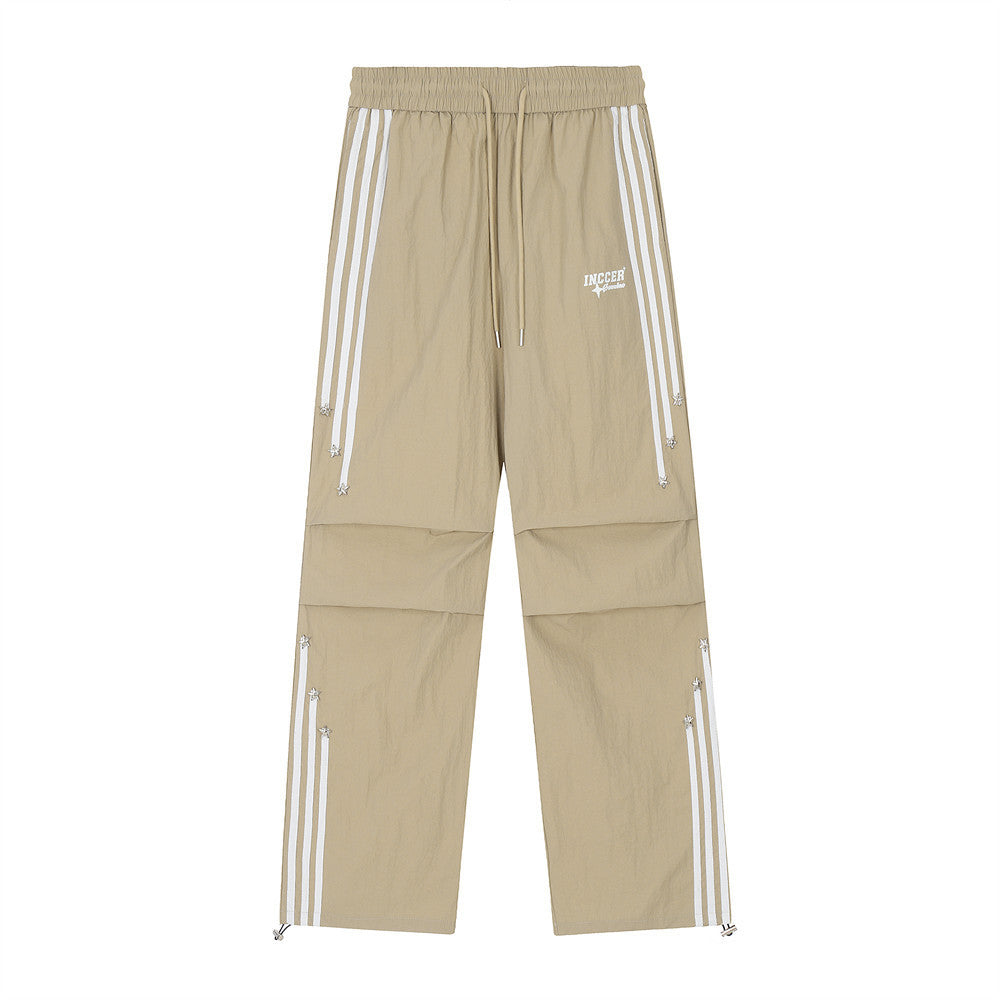 Side Stripe Stitching Wide Leg Casual Trousers