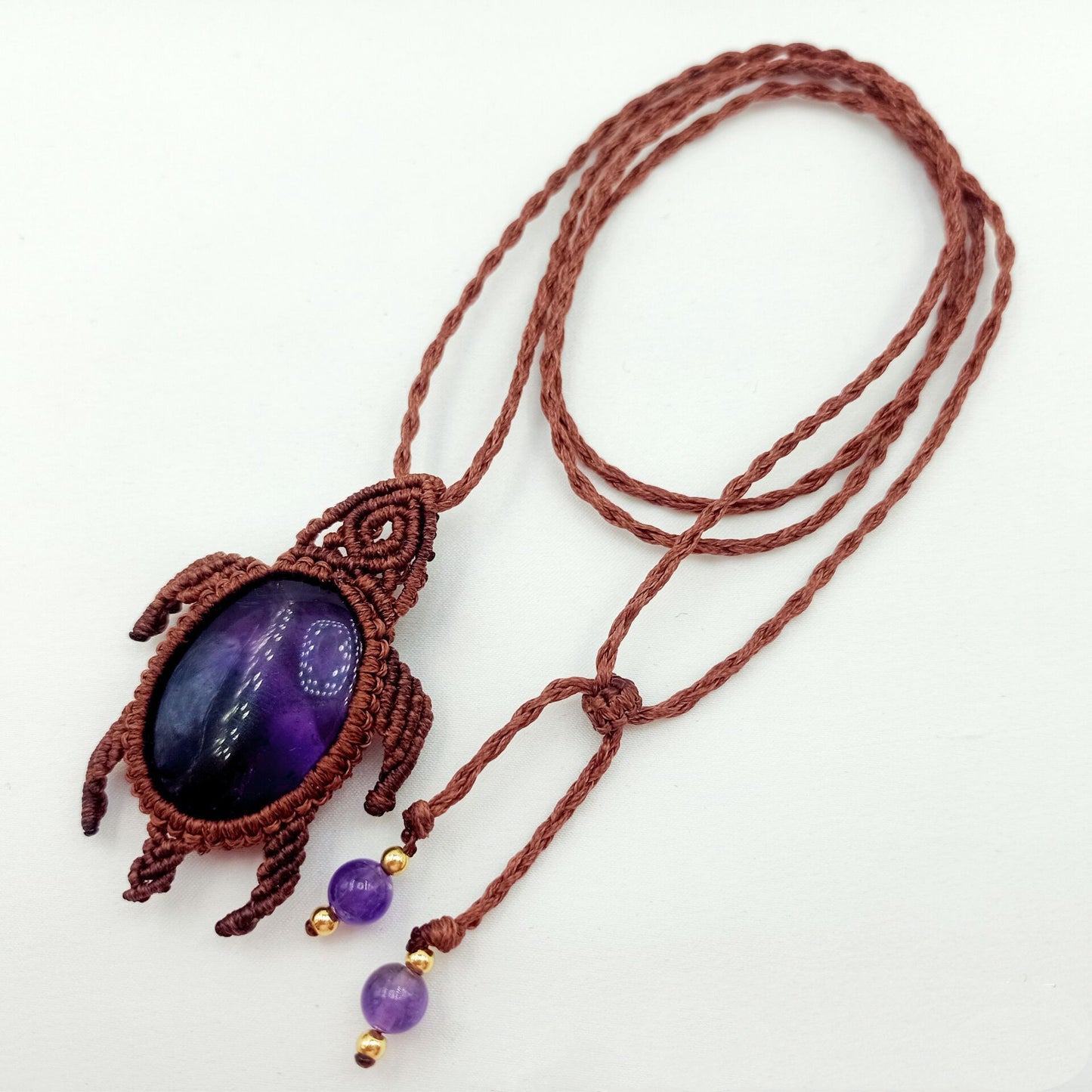 Collar con colgante tejido a mano con gemas de cristal de estilo nacional