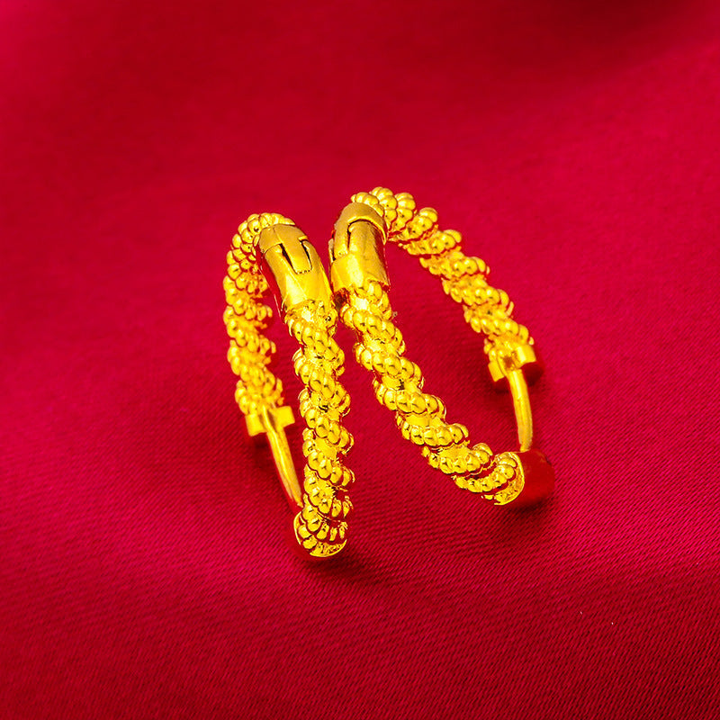Boucles d'oreilles à crochet à motif fille en or alluvial pour femmes, boucles d'oreilles torsadées