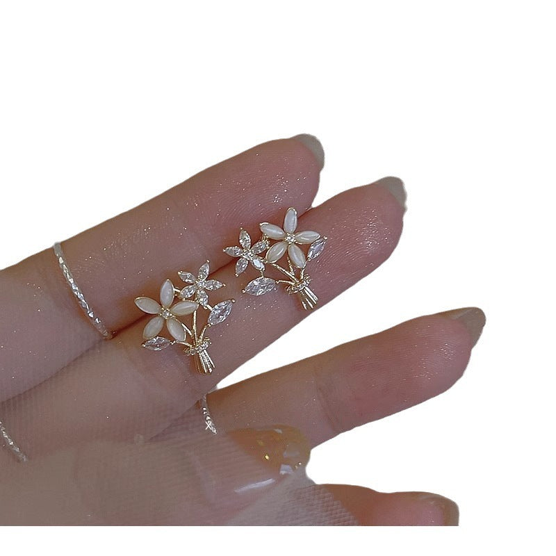 Opal Bridal Bouquet Stud Earrings For Women