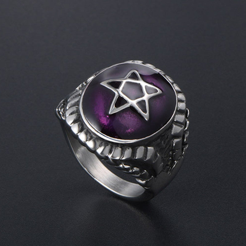 Anillo de estrella hexagonal punk de moda para hombres y mujeres