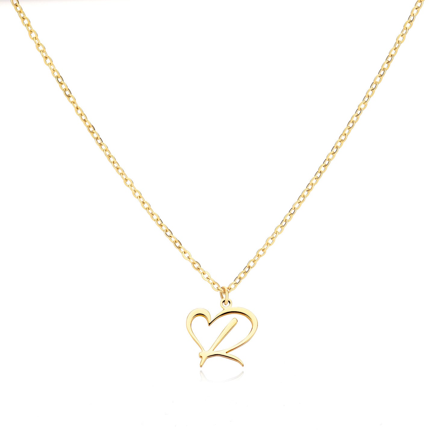 Collier créatif en acier inoxydable avec pendentif lettre cœur Simple pour femmes