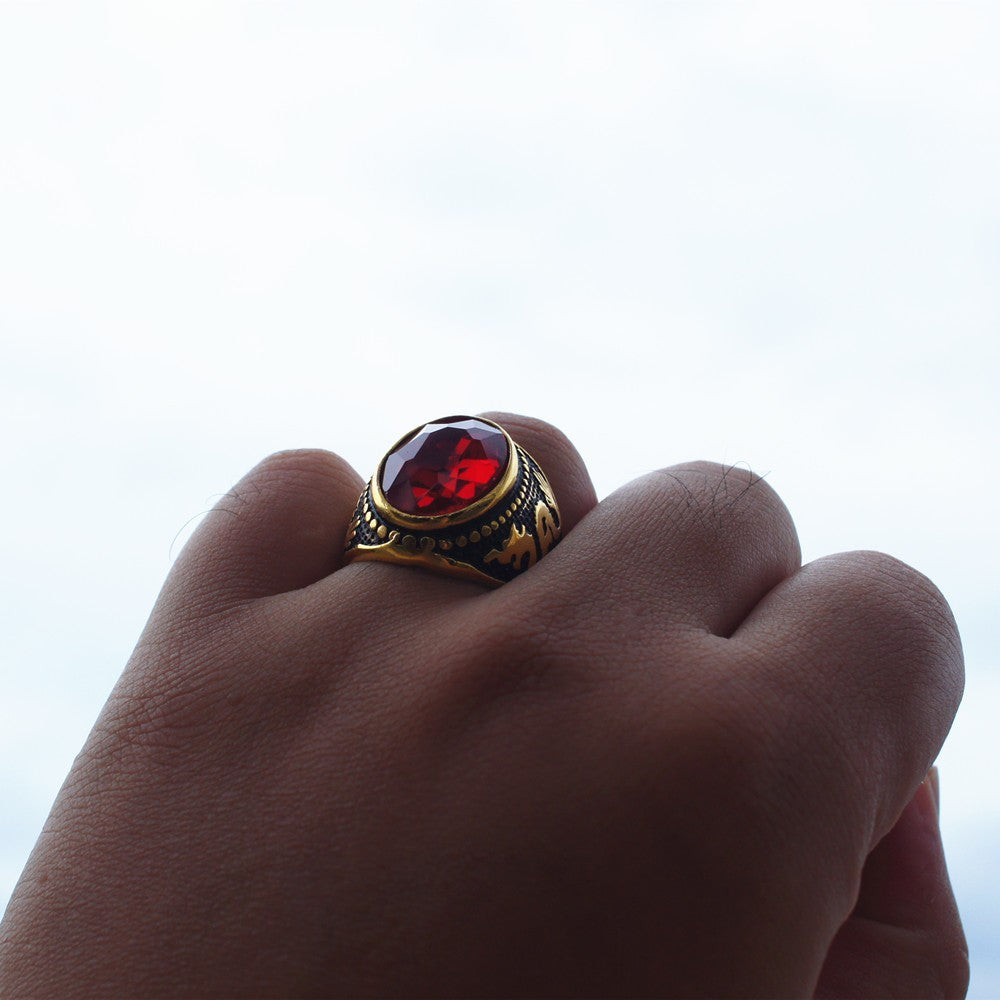 Bague rétro dominatrice plaquée or motif dragon ovale pour homme