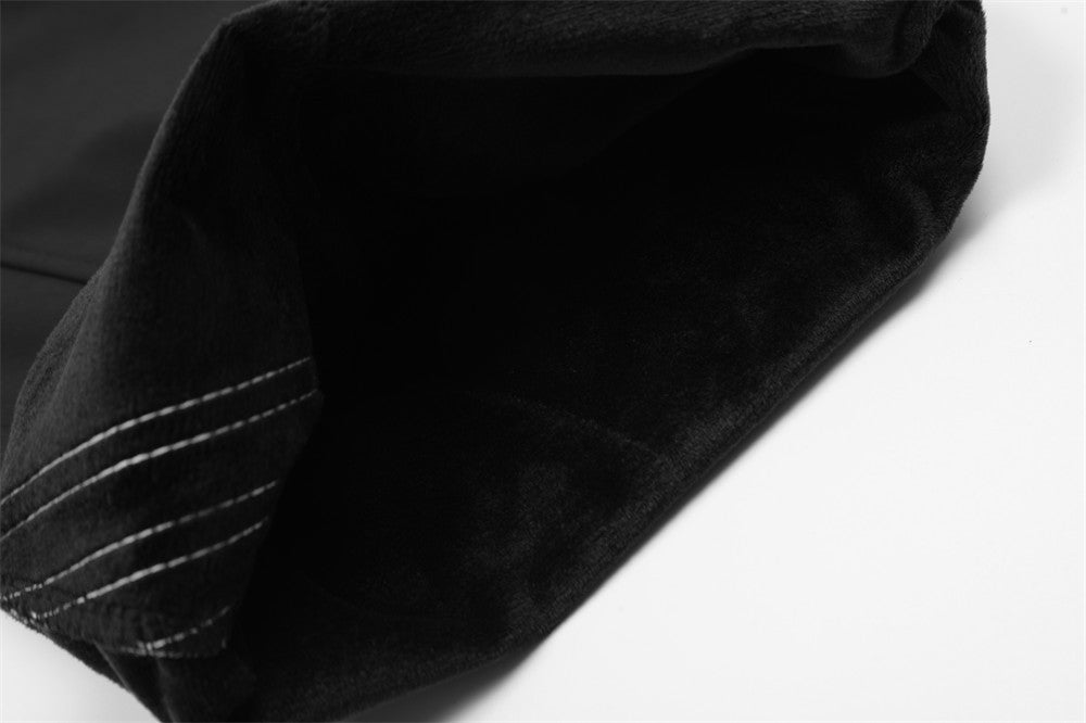 Ribbon Contrast Color Fleece-lined Pants Men's Warm