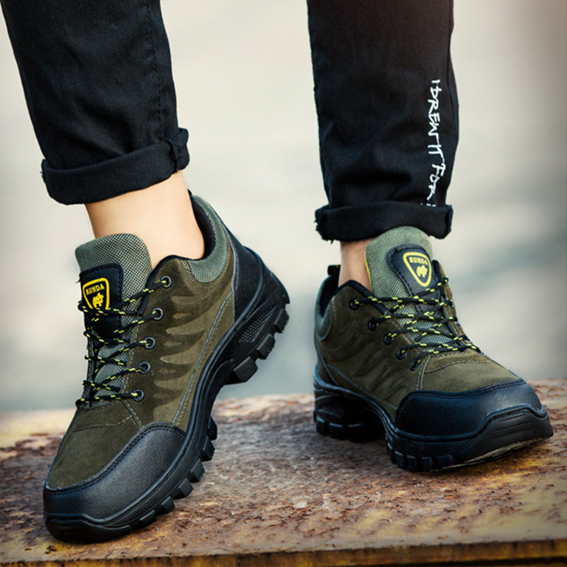 Zapatos de trabajo de senderismo para hombre, zapatillas de deporte informales transpirables con cordones, zapatos deportivos para correr al aire libre