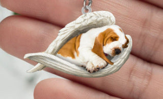 New Unique Dogs And Cats Sleeping Angel Pendant Car Key Ring