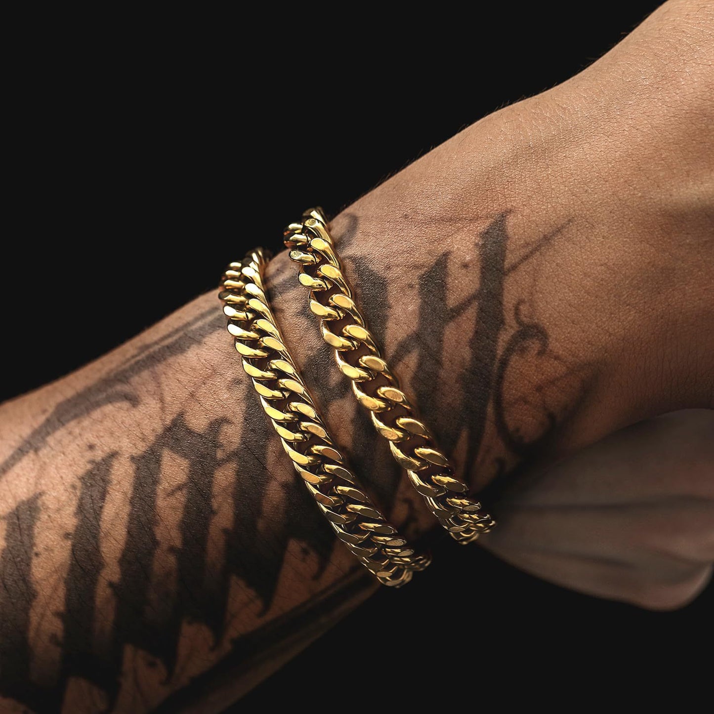 Men's Stainless Steel Cuban Twist Bracelet Two-piece Set