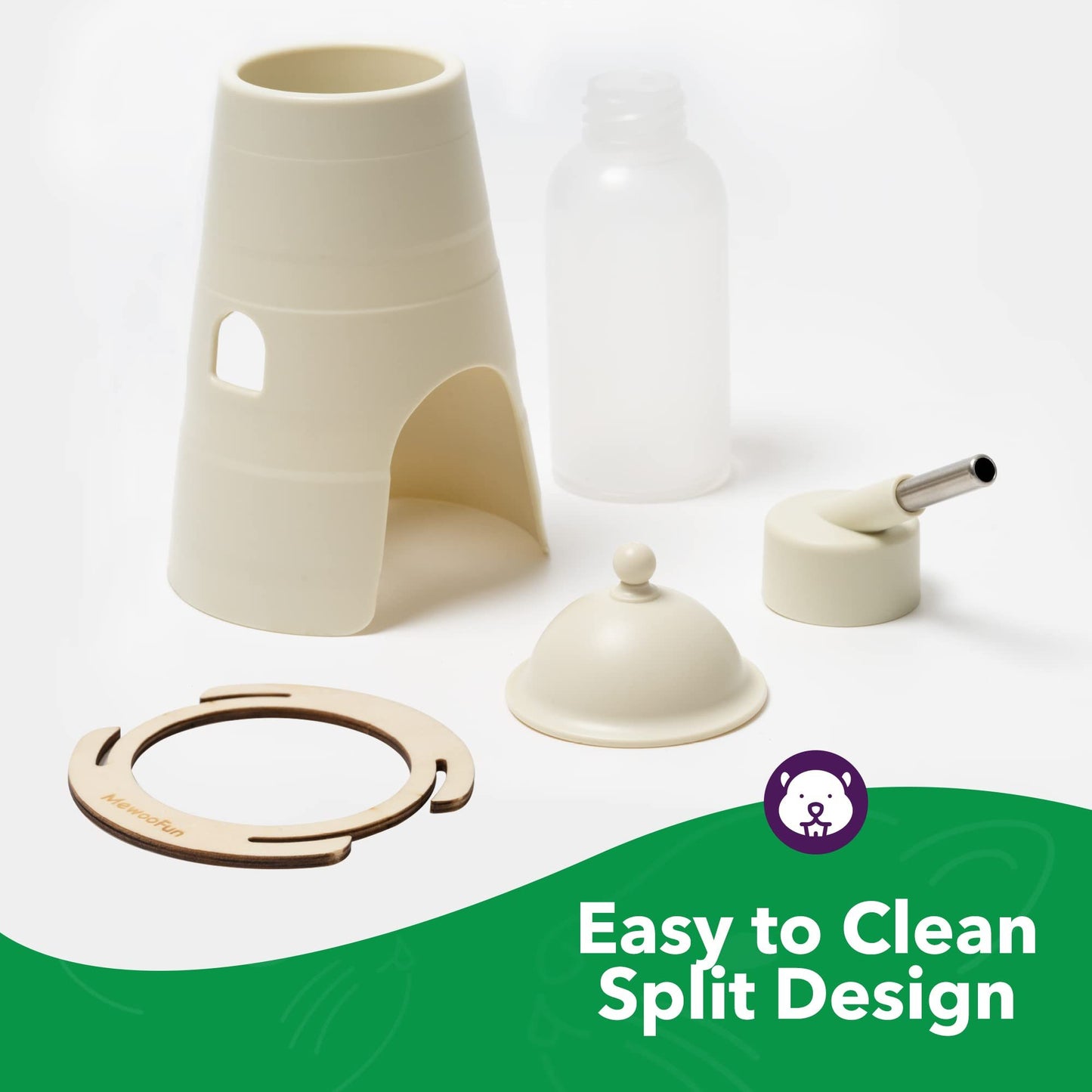 Botella de agua para hámster MEWOOFUN con soporte y espacio para escondite, solución práctica y cómoda de 150ml para hámsteres enanos y jerbos