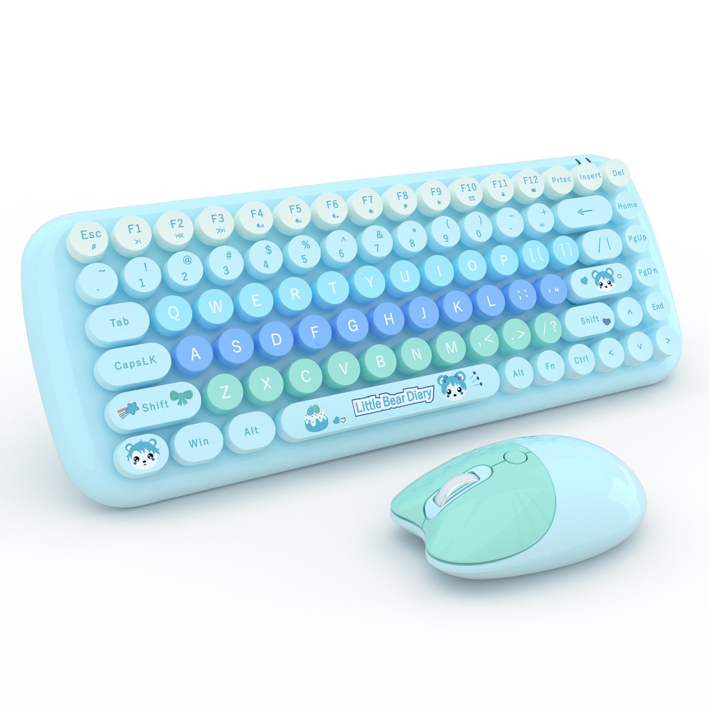 Ensemble clavier et souris sans fil rose mini dessin animé mignon