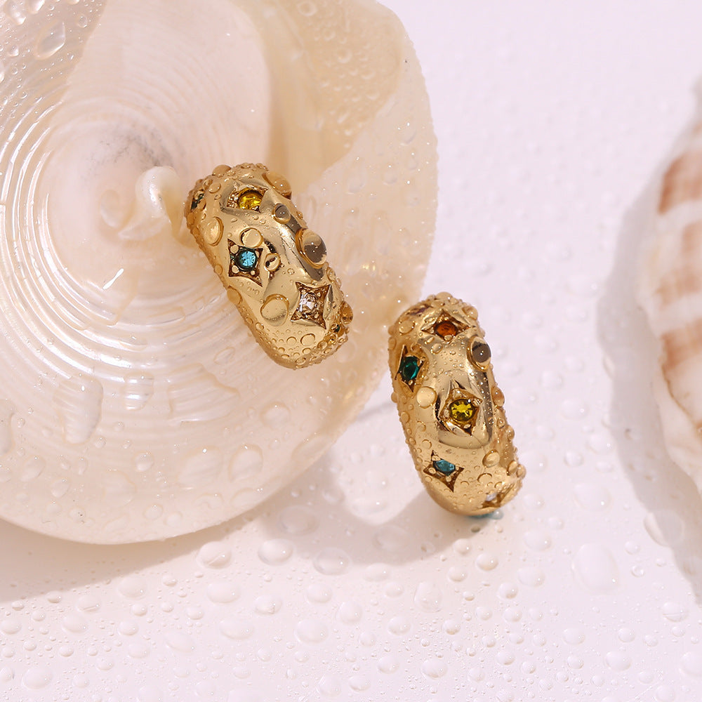 Boucles d'oreilles mode étoile Zircon lune