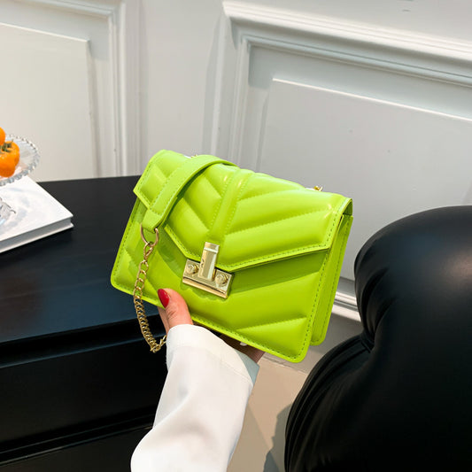 Bolso pequeño con cadena y textura para mujer, informal, sencillo, elegante, de color liso