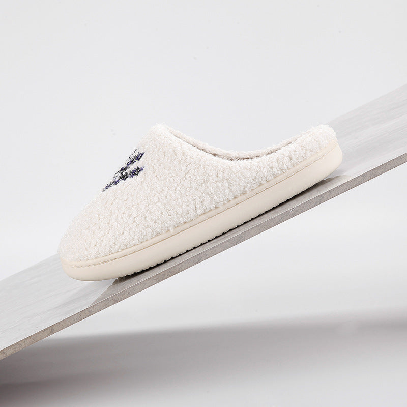 New Home Lavender Warm Winter Cotton Slippers Couple Men And Women Thick Bottom Soft Sole Shoes Thick Non-slip