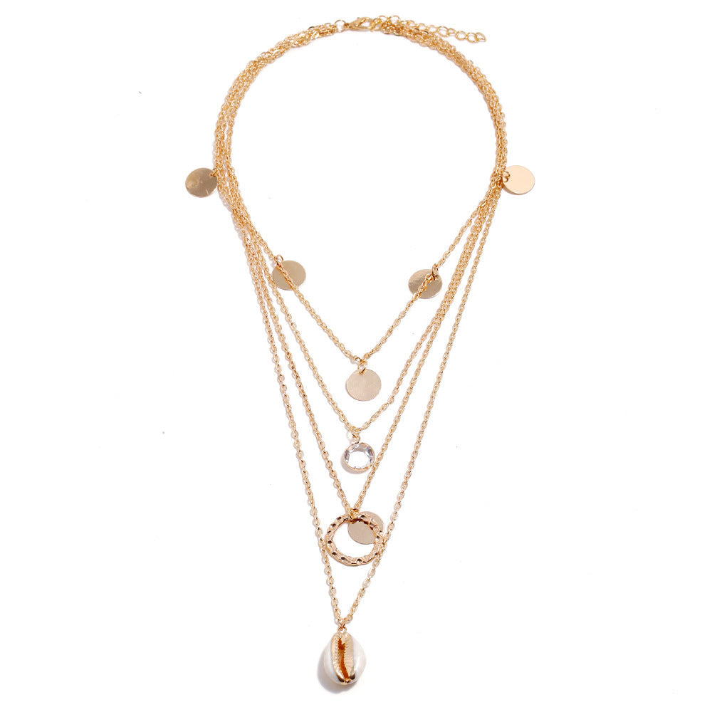 Fashion Metal Wafer Shell Necklace
