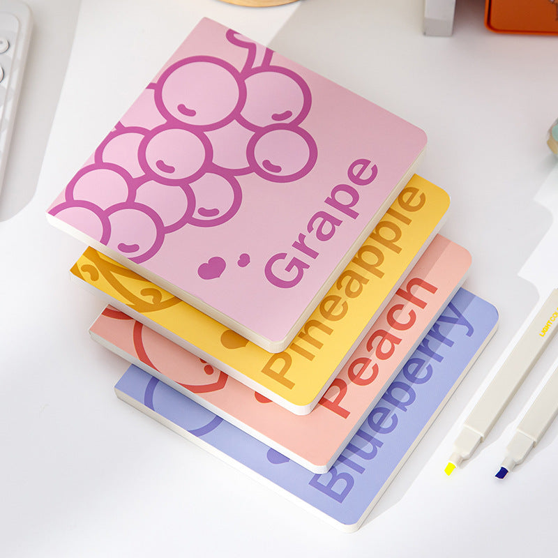 Bloc-notes de livre carré de fruits simples, bloc-notes pour étudiantes