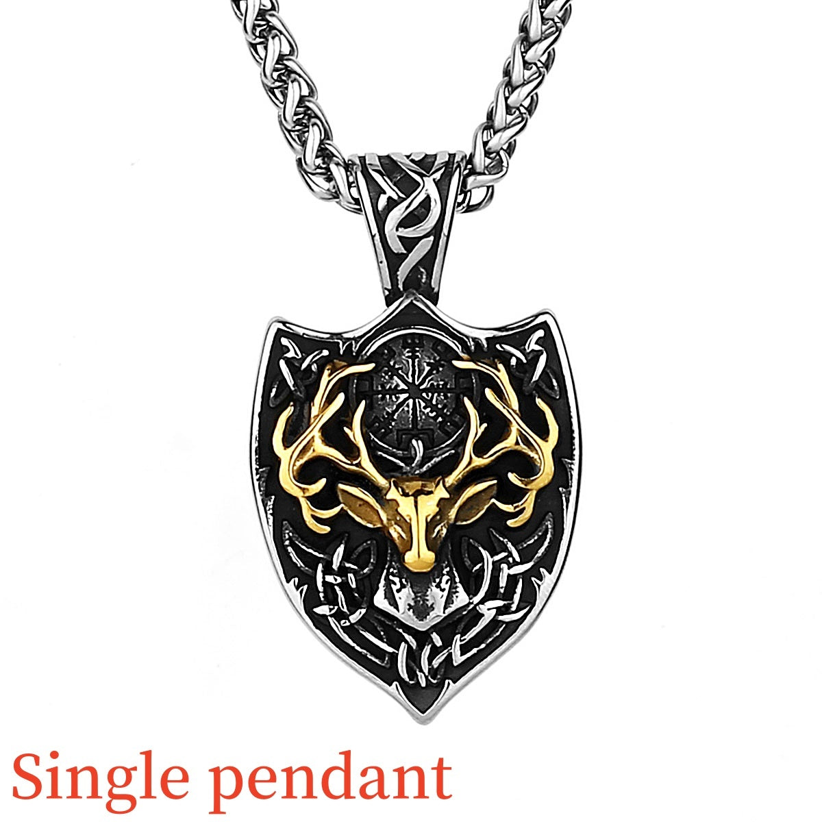 Collier pendentif en acier titane bois dominateur