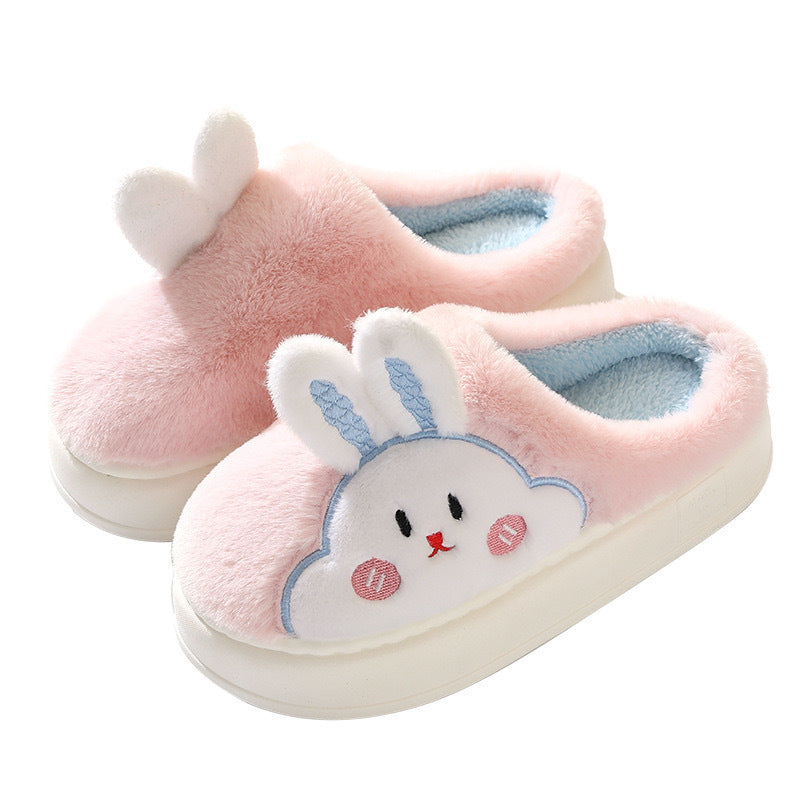 Silencieux anti-dérapant maison dessin animé mignon maison thermique coton pantoufles hiver