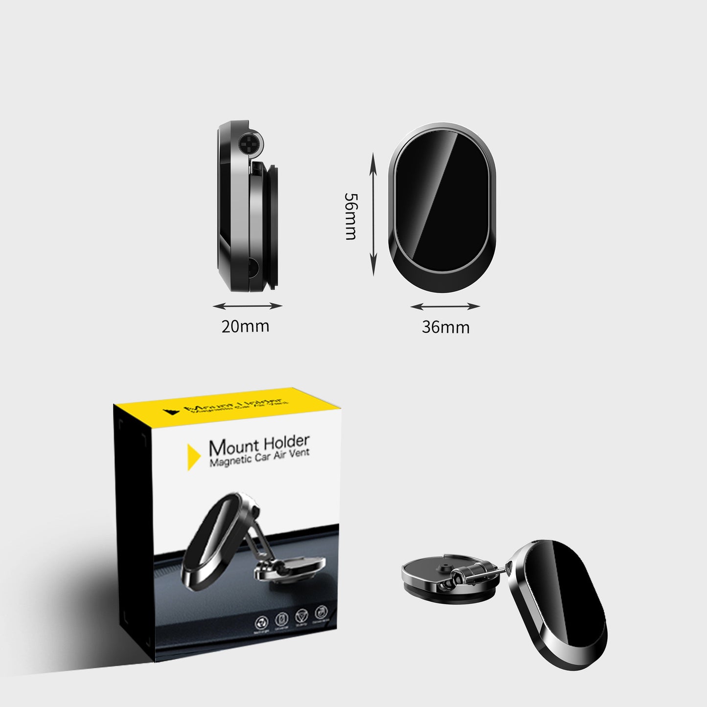 Support de téléphone magnétique pliable pour voiture, rotation à 360 °