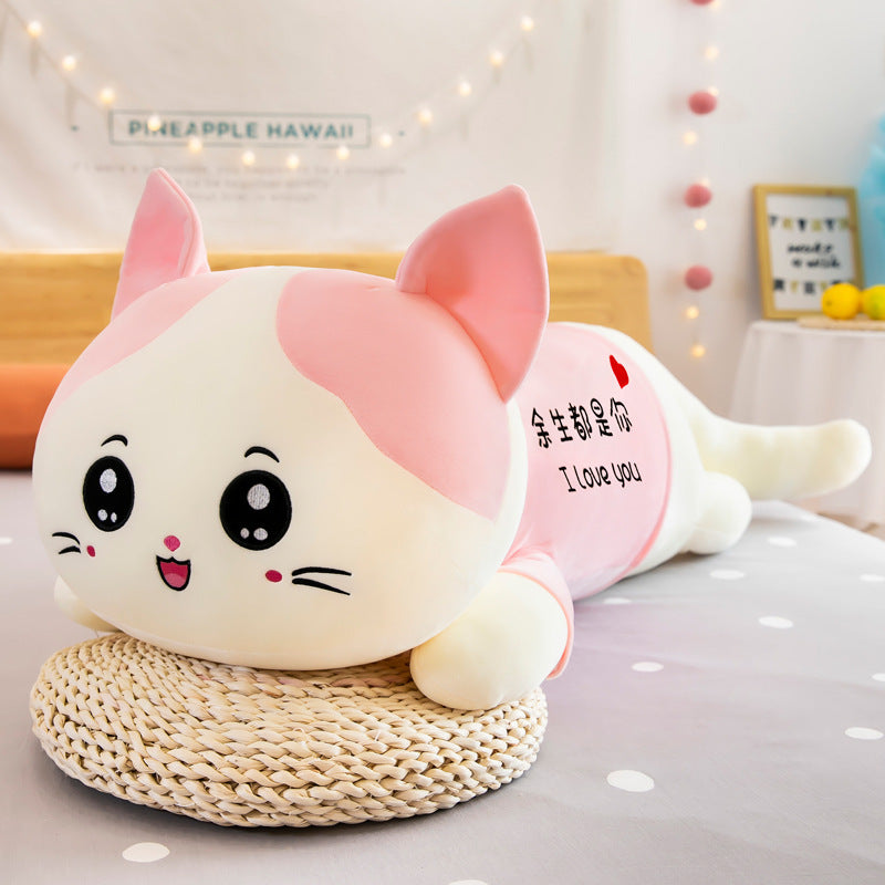 Coussin de canapé en peluche chat mignon, oreiller Long