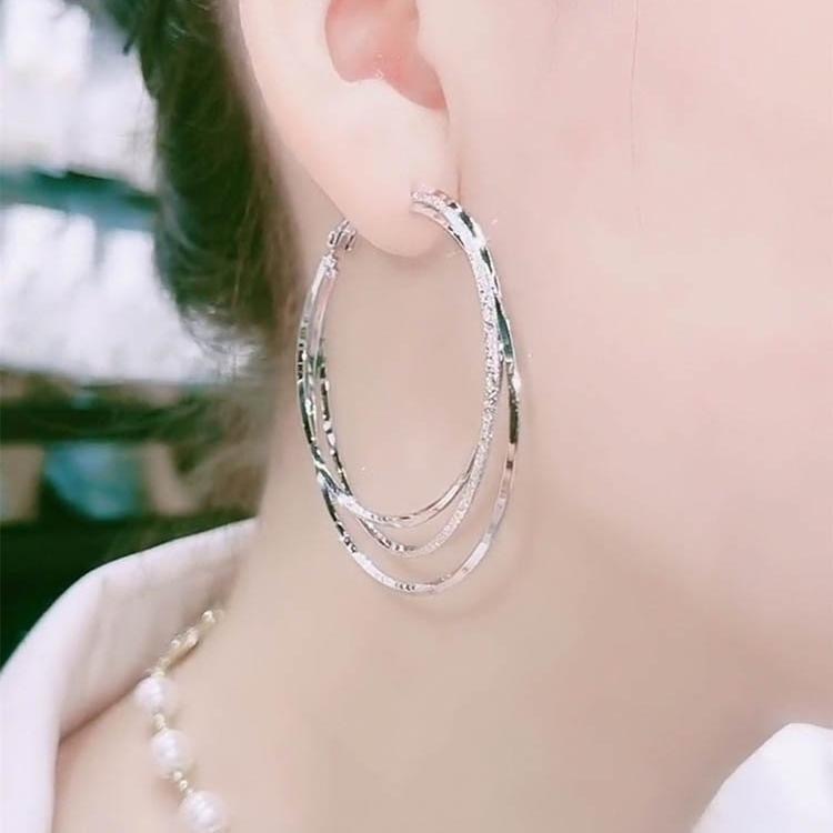 Boucles d'oreilles multicouches à aiguilles en argent, nouvelle mode