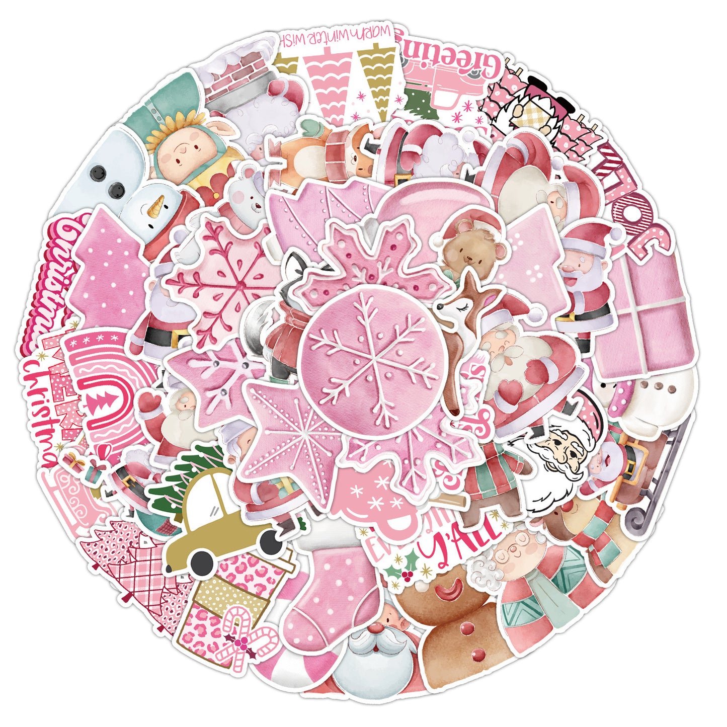 50 pegatinas decorativas navideñas bonitas para coche, teléfono móvil, ordenador, guitarra, portátil, pegatinas impermeables