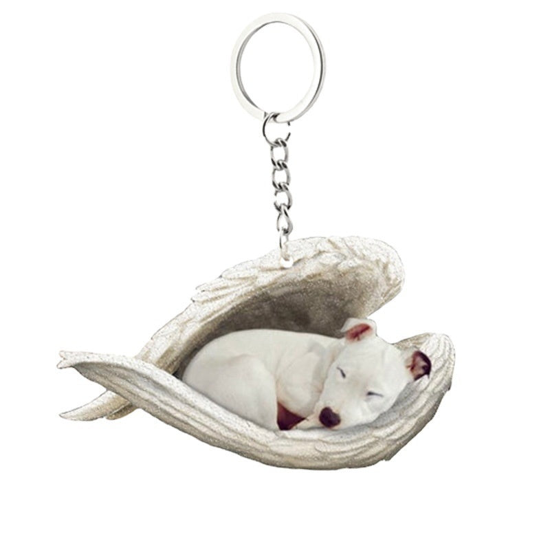 New Unique Dogs And Cats Sleeping Angel Pendant Car Key Ring