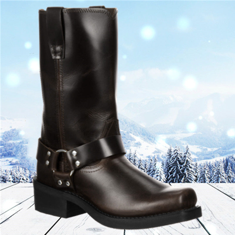 Bottes courtes à la mode pour hommes, chaussures à talon carré