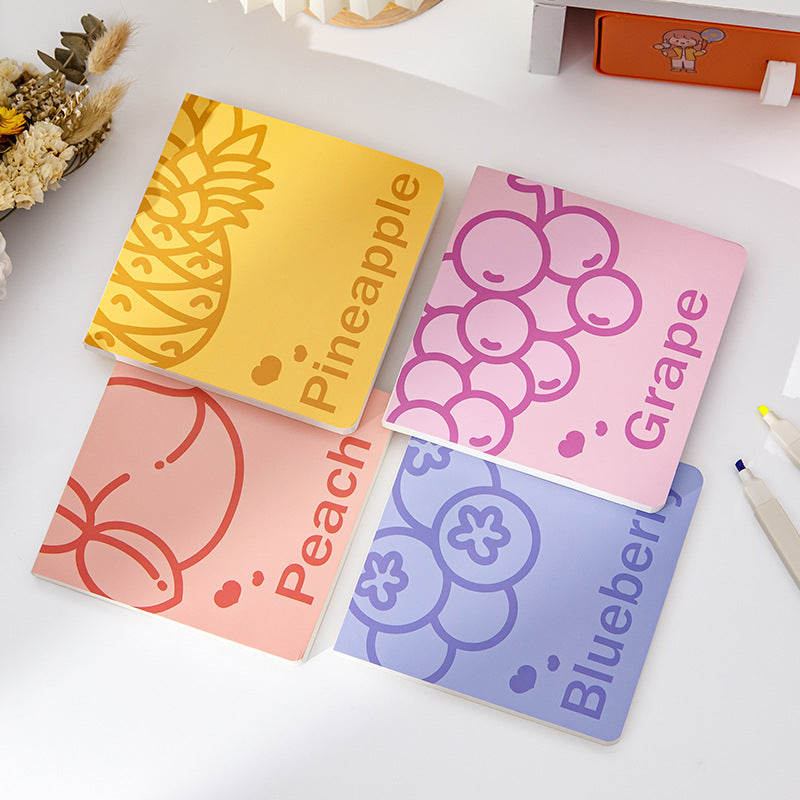 Bloc-notes de livre carré de fruits simples, bloc-notes pour étudiantes