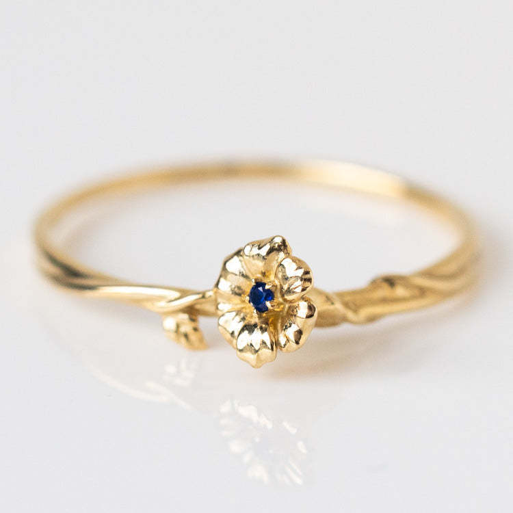 12yue Flower Birthstone Ring Copper Inlaid Zircon