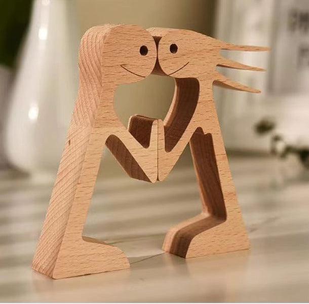 Figurine de chien en bois à faire soi-même, Sculpture de décoration de maison, un homme et un chien, Sculpture en bois, cadeaux de noël, modèle de décoration
