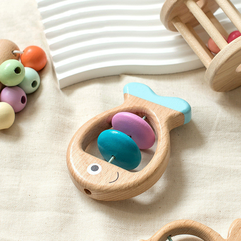 Ensemble de jouets en bois de cinq pièces colorés pour bébé