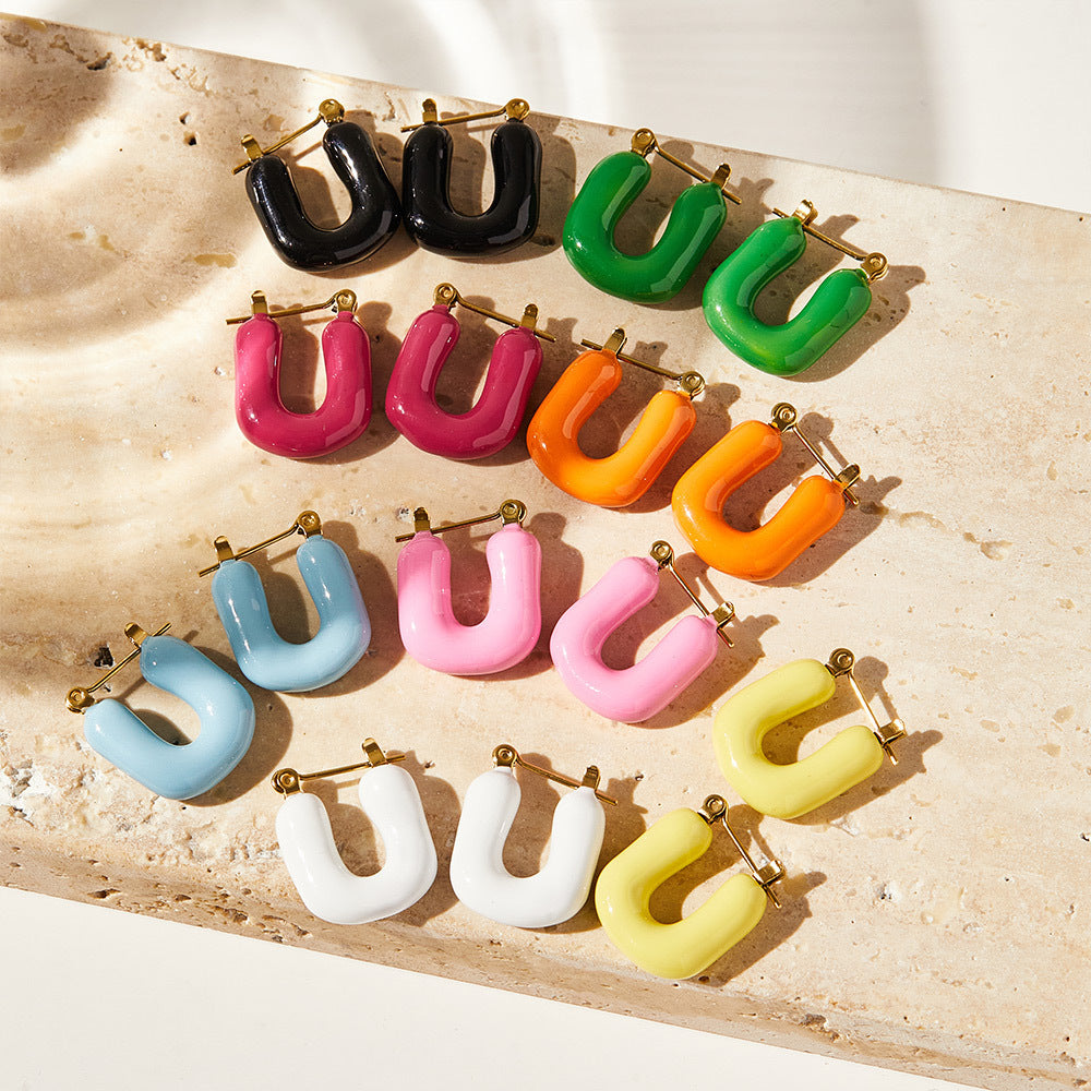 Girly Style Stainless Steel Alphabet Letter Earrings