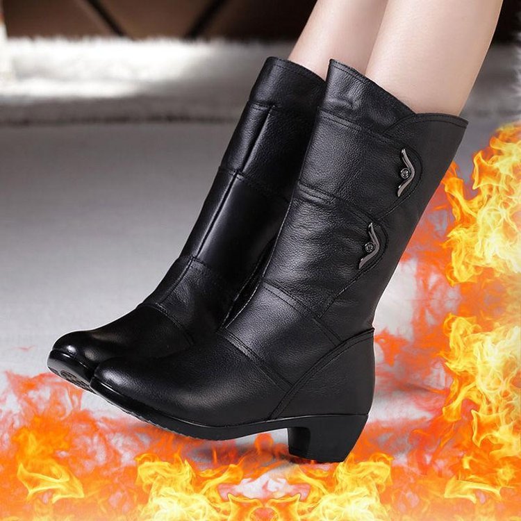 Bottes en velours rembourrées et chaudes à tête ronde pour femmes
