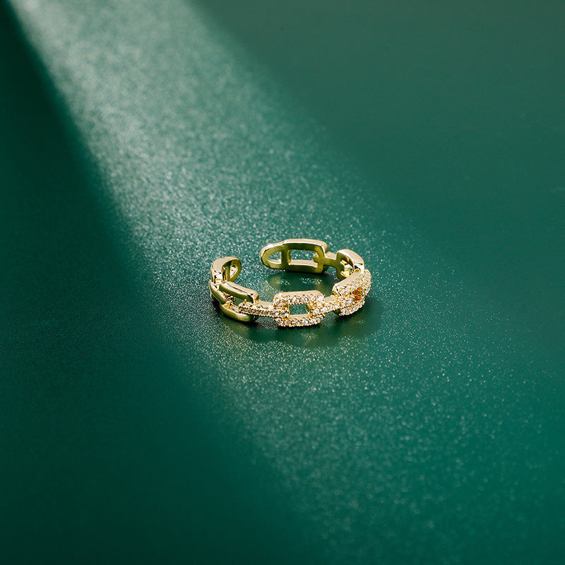 Anillo de temperamento minoritario de lujo, ligero, hueco, de doble capa
