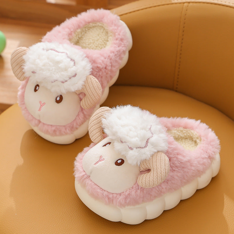 Pantoufles en coton pour enfants, pantoufles moelleuses d'intérieur de dessin animé mignon