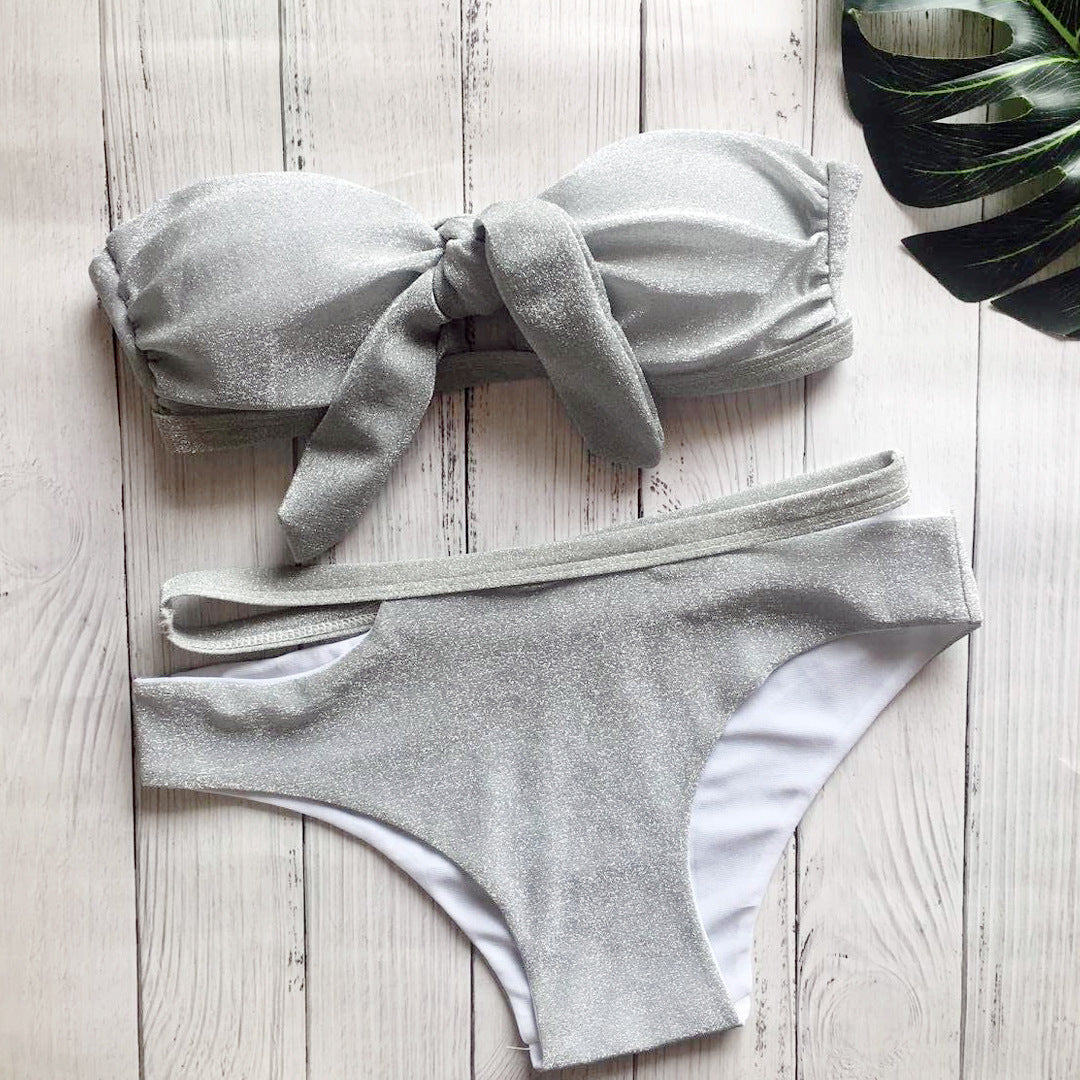 Maillot de bain noir à paillettes, maillot de bain sexy, bikini