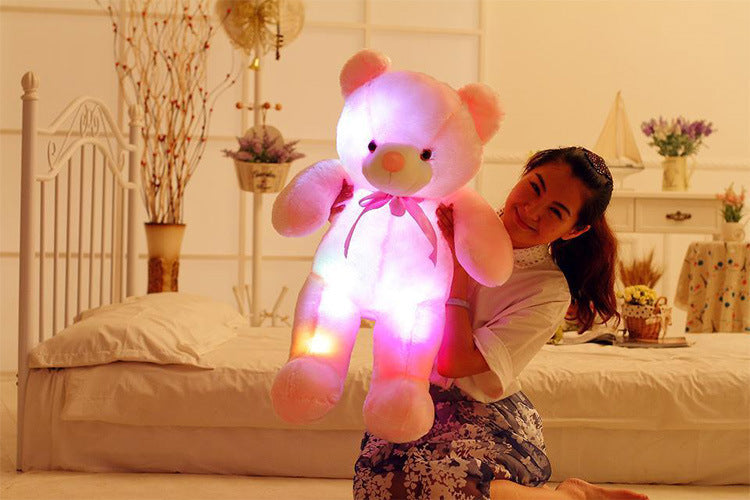 Créatif éclairage LED ours en peluche animaux en peluche jouet coloré brillant cadeau de noël pour enfants oreiller