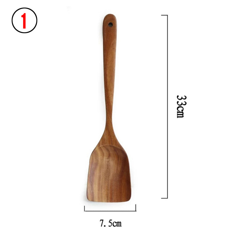 Vaisselle en bois naturel de teck de thaïlande, cuillère louche tourneuse longue passoire à riz écumoire cuillères de cuisine cuillère ensemble d'outils de cuisine